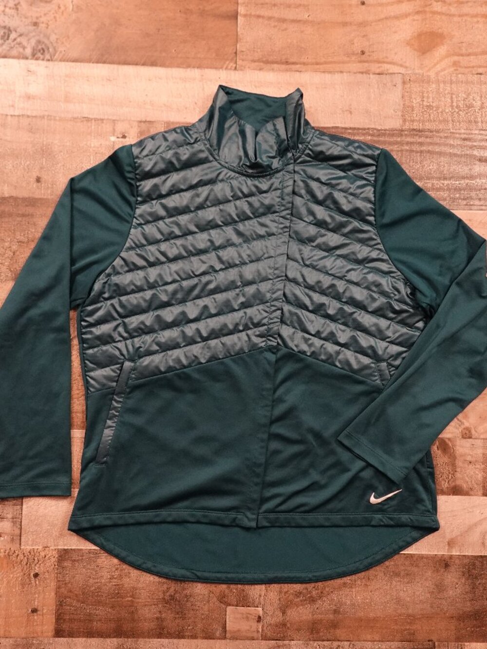 Nike Running Therma Hybrid‎ Pullover Jacket Women’s XL Teal Blue Quilted Active